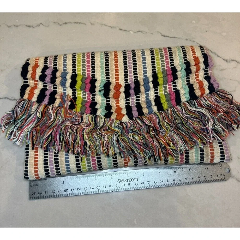 Stella & Dot Tai Bag Clutch Boho Fringe Multicolors Bohemian Hip India Trendy